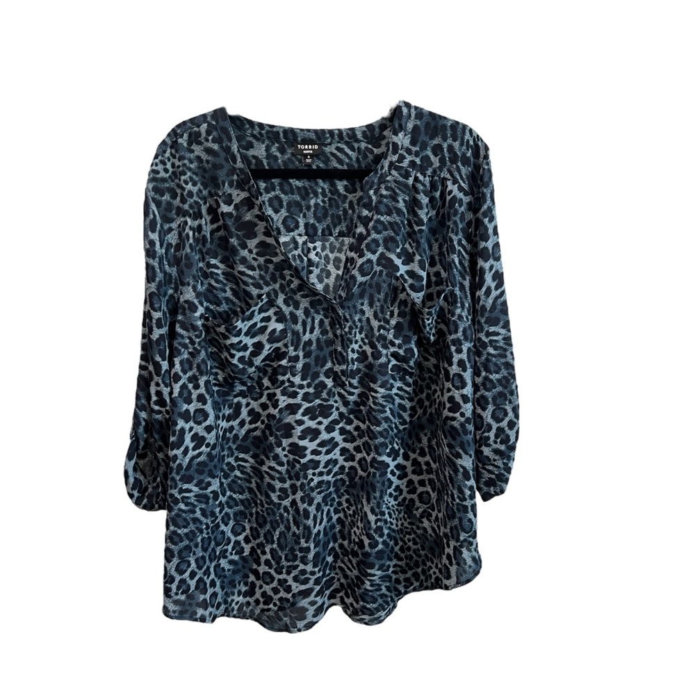Torrid Blue Animal Print Blouse